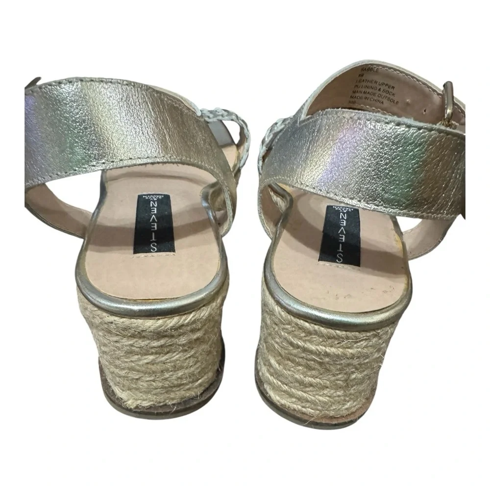 Steven by Steve Madden Sabble Gold Espadrille Wedge Sandals Size 8